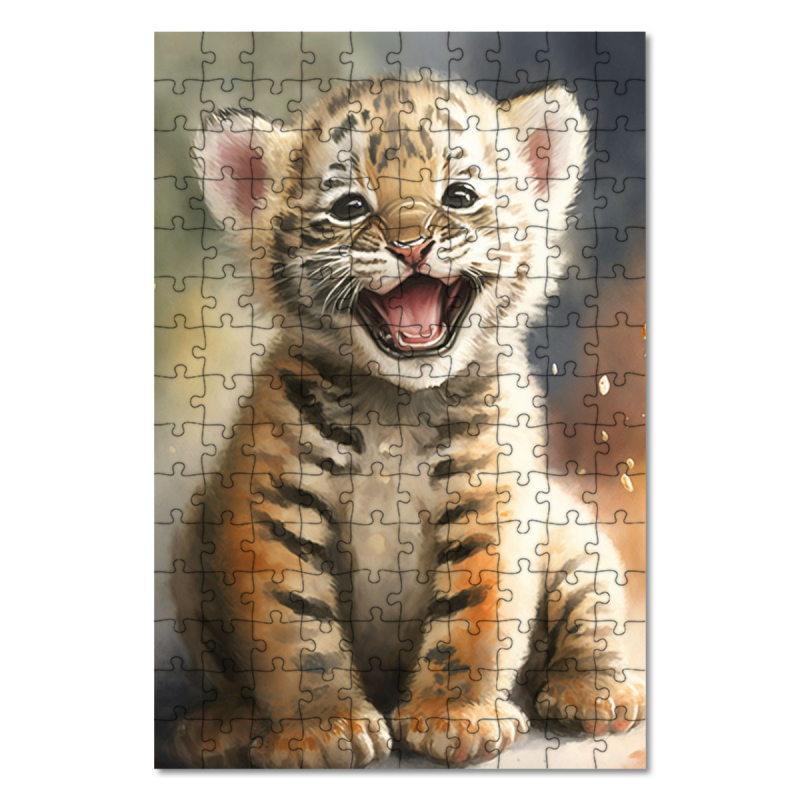 Drevené puzzle Akvarelový tiger
