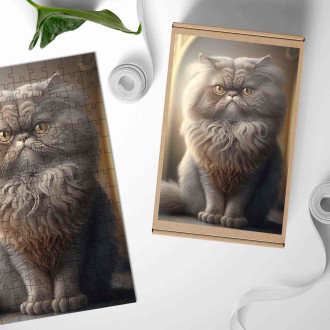 Drevené puzzle Perzská mačka akvarel