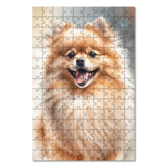 Drevené puzzle Pomeranian akvarel