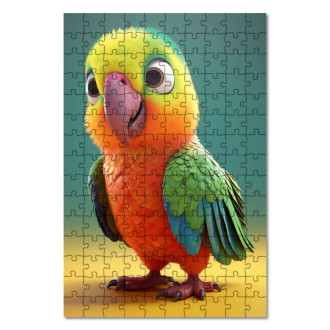 Drevené puzzle Roztomilý animovaný papagáj 1