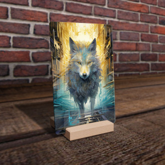 Akrylové sklo vlk v meste budúcnosti