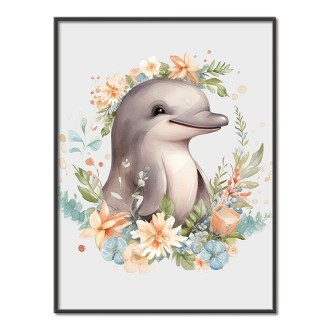 Mláďa delfína v kvetoch