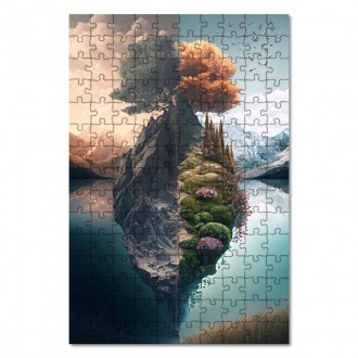 Dřevěné puzzle Podzim a jaro