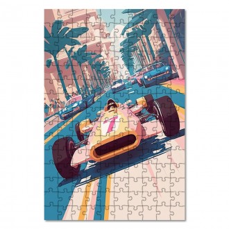 Dřevěné puzzle Retro závodní auto