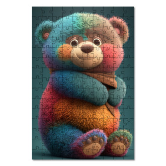 Dřevěné puzzle Duhový medvídek