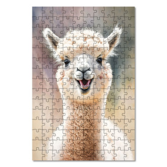 Drevené puzzle Akvarelová lama